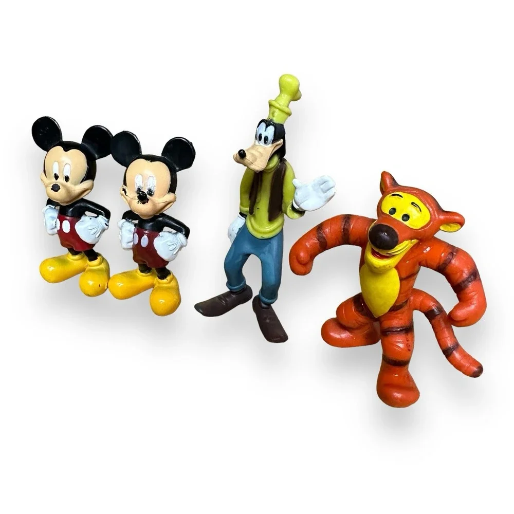 Vintage Disney Lot of  Toy Action Figures Tigger Mickey Mouse Goofy Cake Toppers